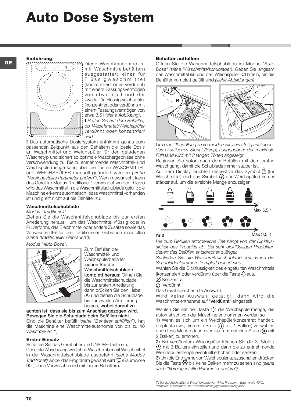 Auto dose system | Hotpoint Ariston Aqualtis AQLF9D 692 U (EU)-A User Manual | Page 70 / 80
