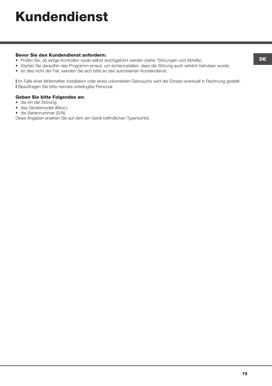 Kundendienst | Hotpoint Ariston Aqualtis AQLF9D 692 U (EU)-A User Manual | Page 79 / 80