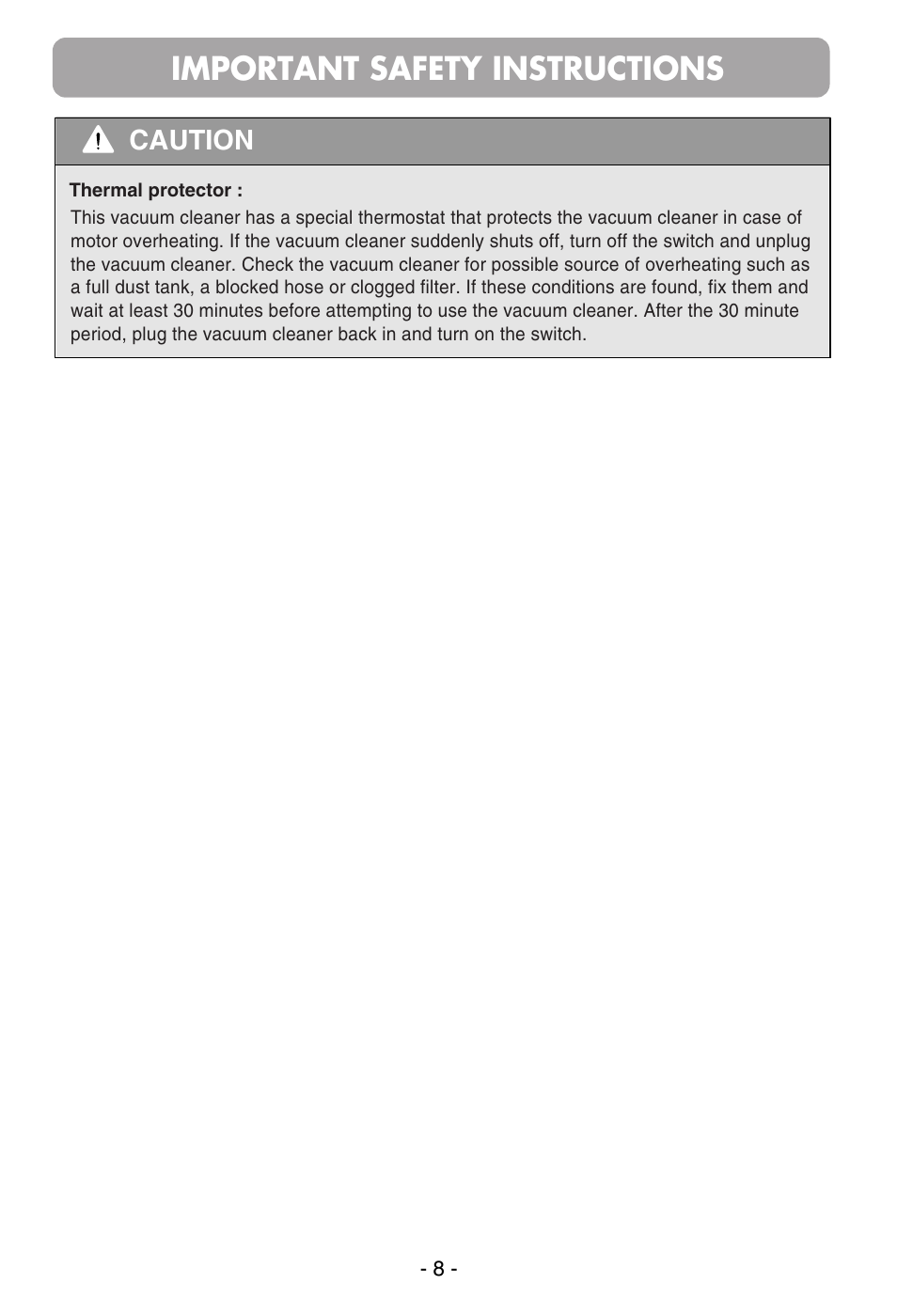 Important safety instructions, Caution | LG FVD3051 User Manual | Page 9 / 20