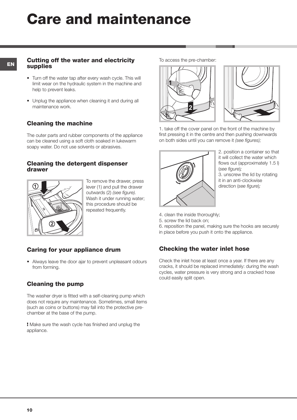 Care and maintenance | Hotpoint Ariston AQM8D 49 U (EU)-A.N User Manual | Page 10 / 72