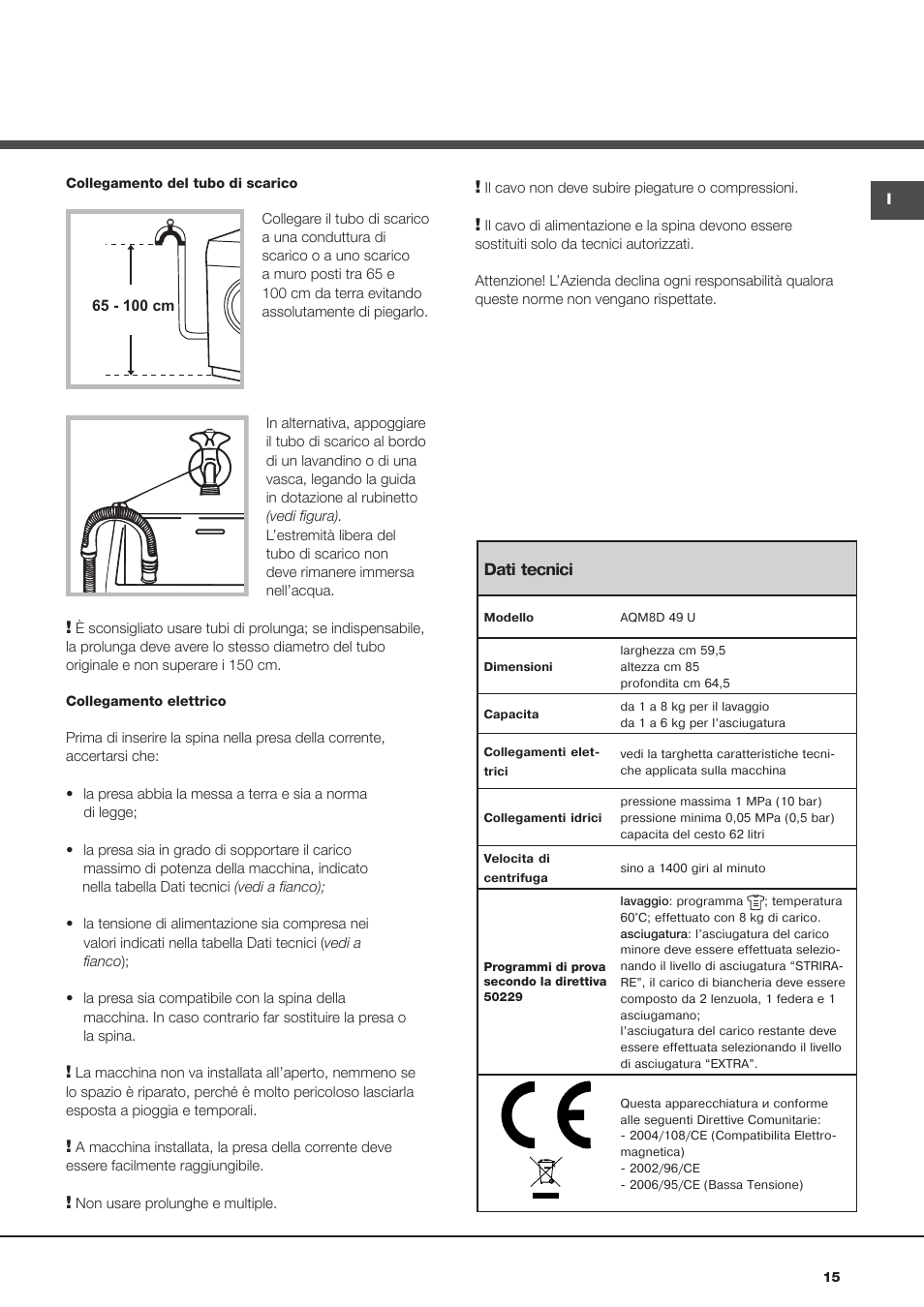 Hotpoint Ariston AQM8D 49 U (EU)-A.N User Manual | Page 15 / 72