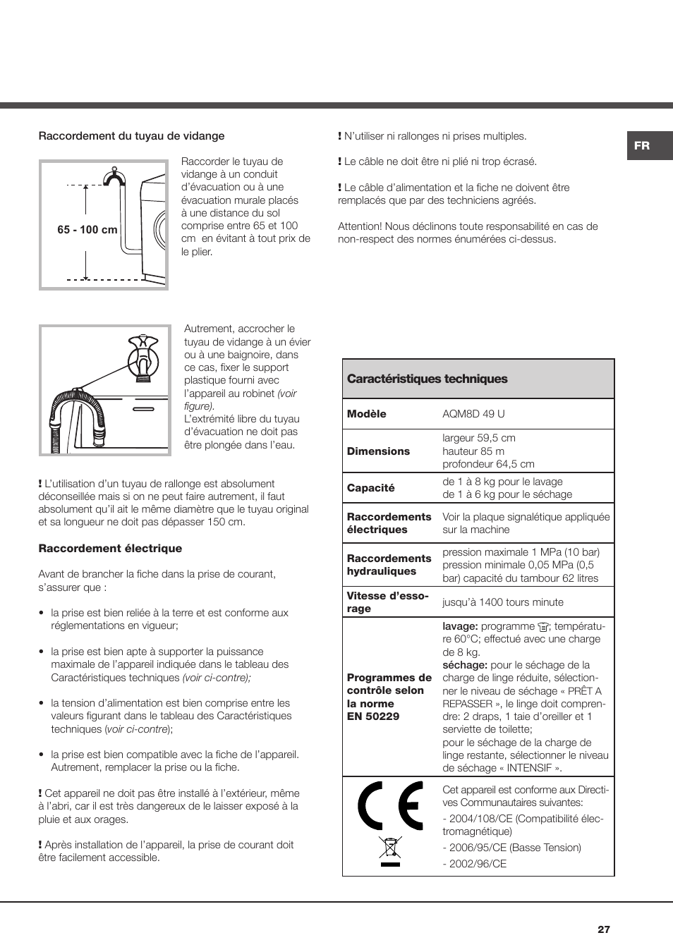 Hotpoint Ariston AQM8D 49 U (EU)-A.N User Manual | Page 27 / 72