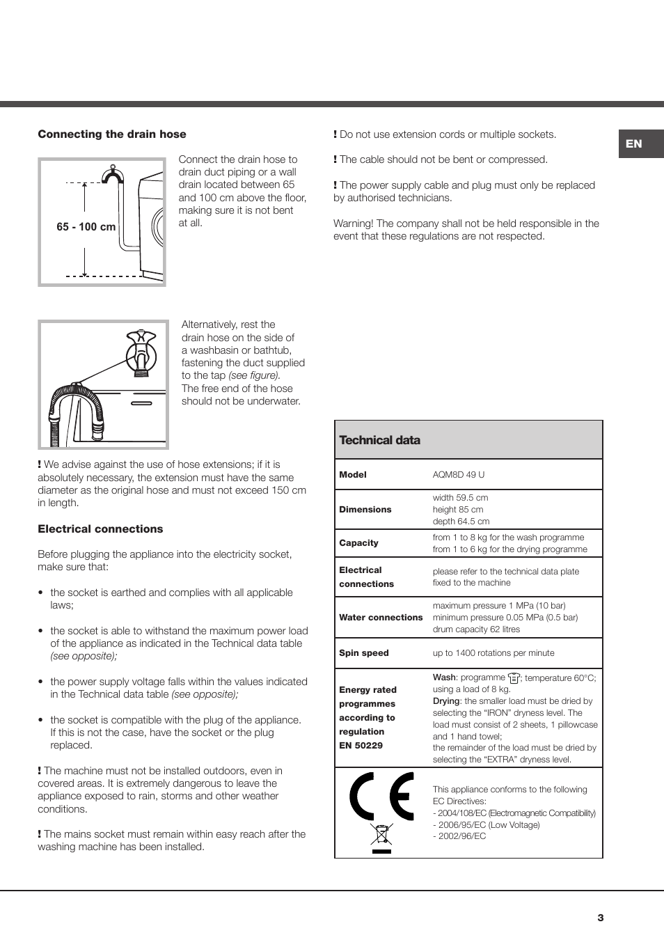 Hotpoint Ariston AQM8D 49 U (EU)-A.N User Manual | Page 3 / 72