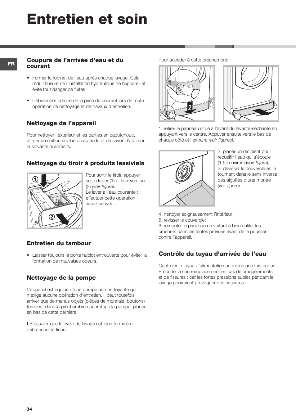 Entretien et soin | Hotpoint Ariston AQM8D 49 U (EU)-A.N User Manual | Page 34 / 72