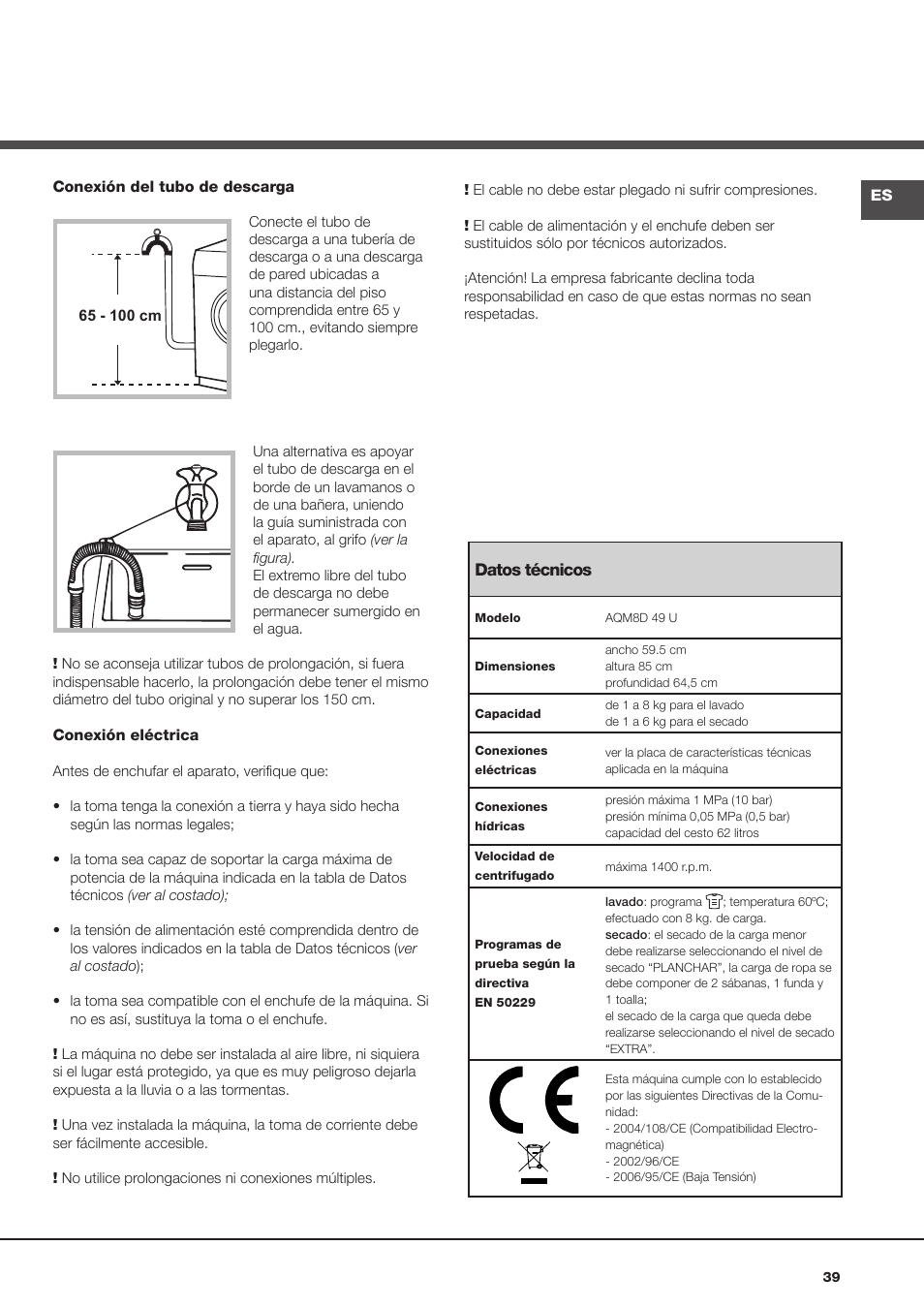 Hotpoint Ariston AQM8D 49 U (EU)-A.N User Manual | Page 39 / 72