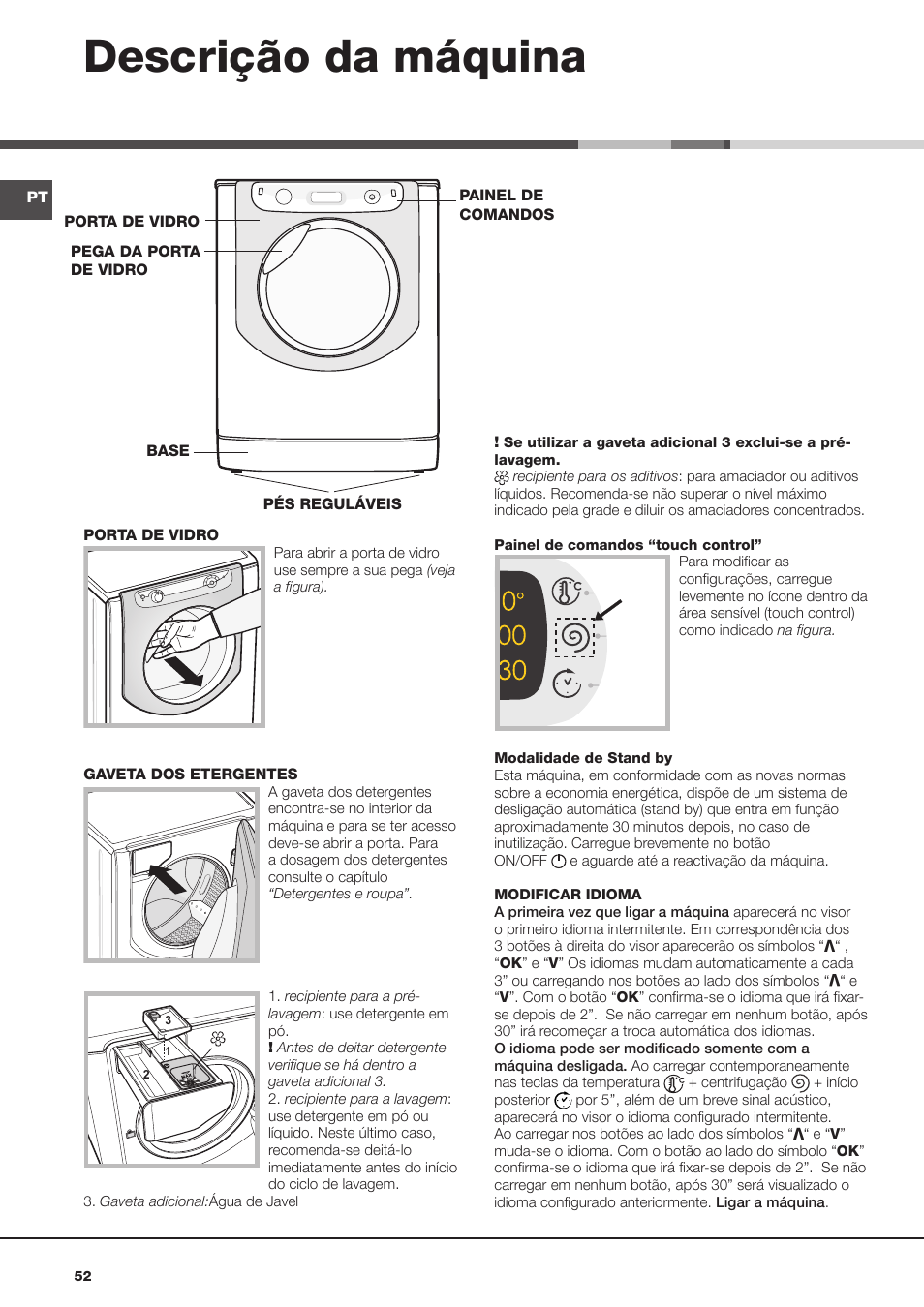 Descrição da máquina | Hotpoint Ariston AQM8D 49 U (EU)-A.N User Manual | Page 52 / 72