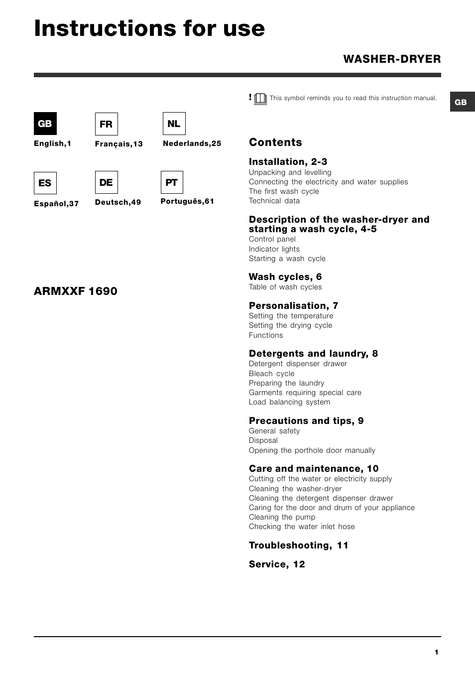 Hotpoint Ariston ARMXXF 1690 (EU) User Manual | 72 pages