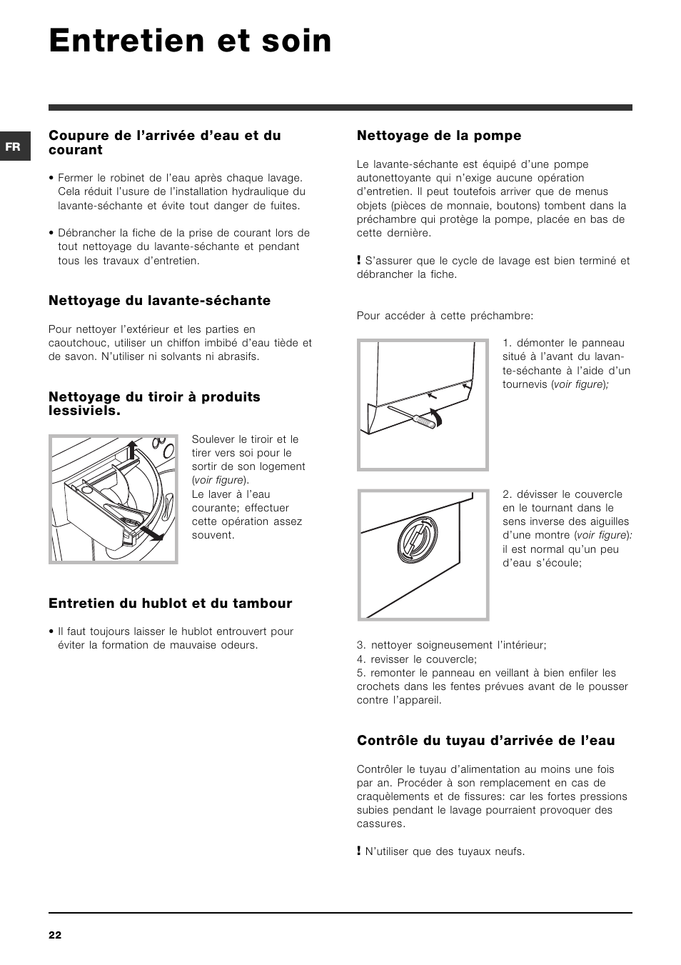 Entretien et soin | Hotpoint Ariston ARMXXF 1690 (EU) User Manual | Page 22 / 72