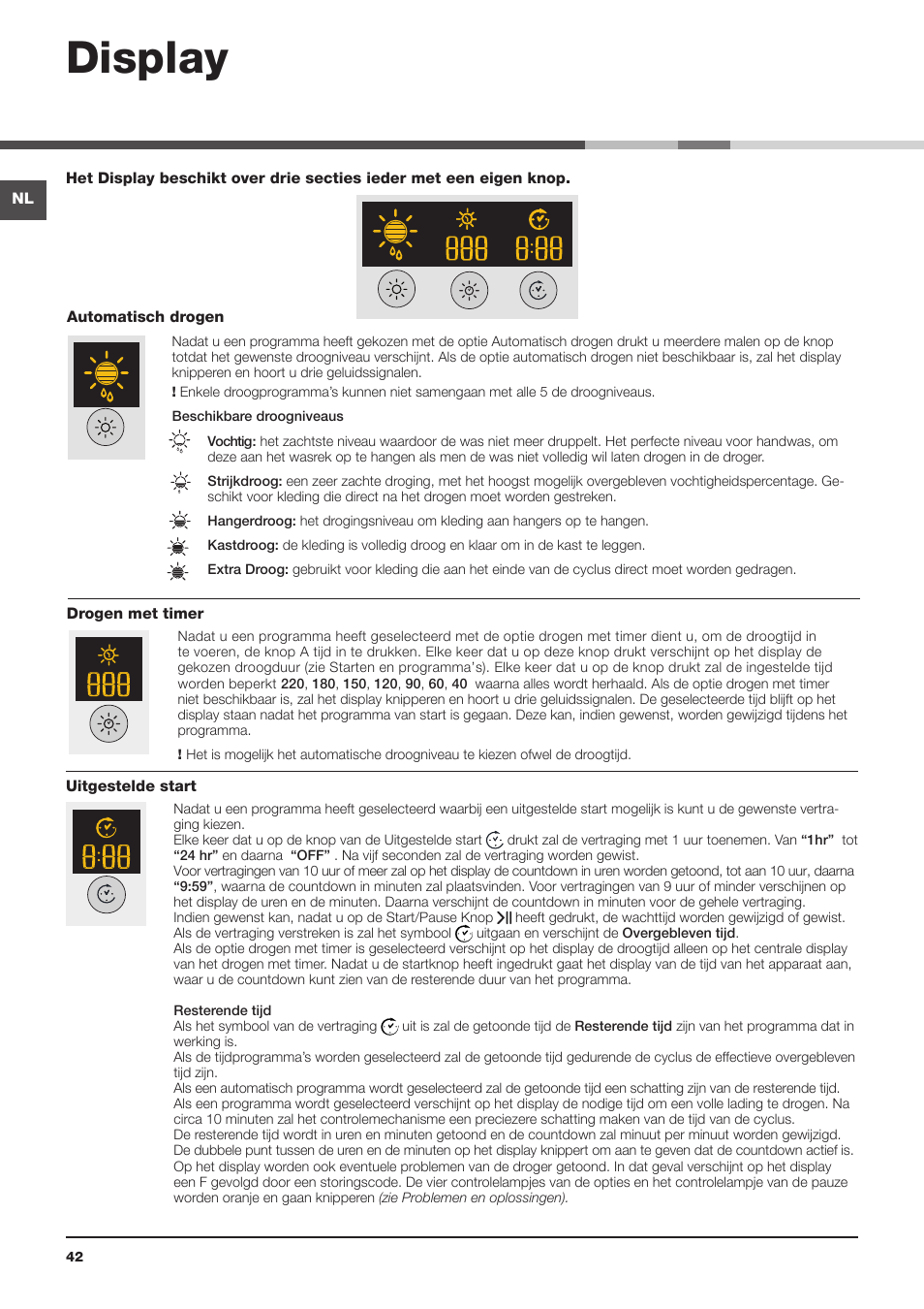 Display | Hotpoint Ariston AQC9 4F5 T-Z1 (EU) User Manual | Page 42 / 72