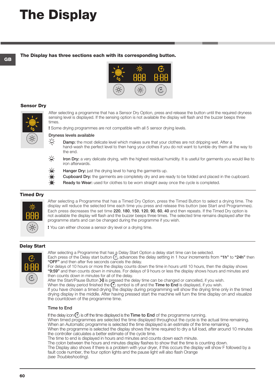 The display | Hotpoint Ariston AQC9 4F5 T-Z1 (EU) User Manual | Page 60 / 72