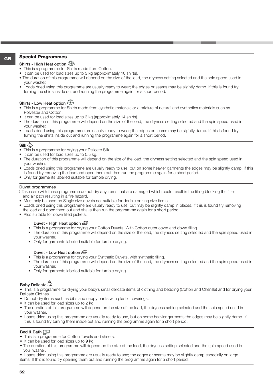 Hotpoint Ariston AQC9 4F5 T-Z1 (EU) User Manual | Page 62 / 72