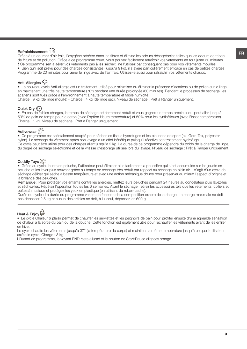Hotpoint Ariston AQC9 4F5 T-Z1 (EU) User Manual | Page 9 / 72
