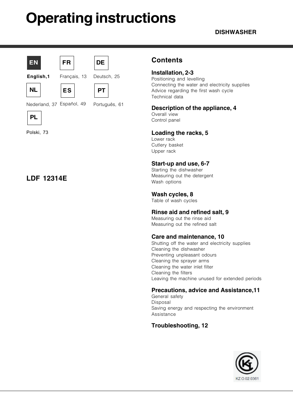 Hotpoint Ariston LDF 12314E X EU User Manual | 84 pages