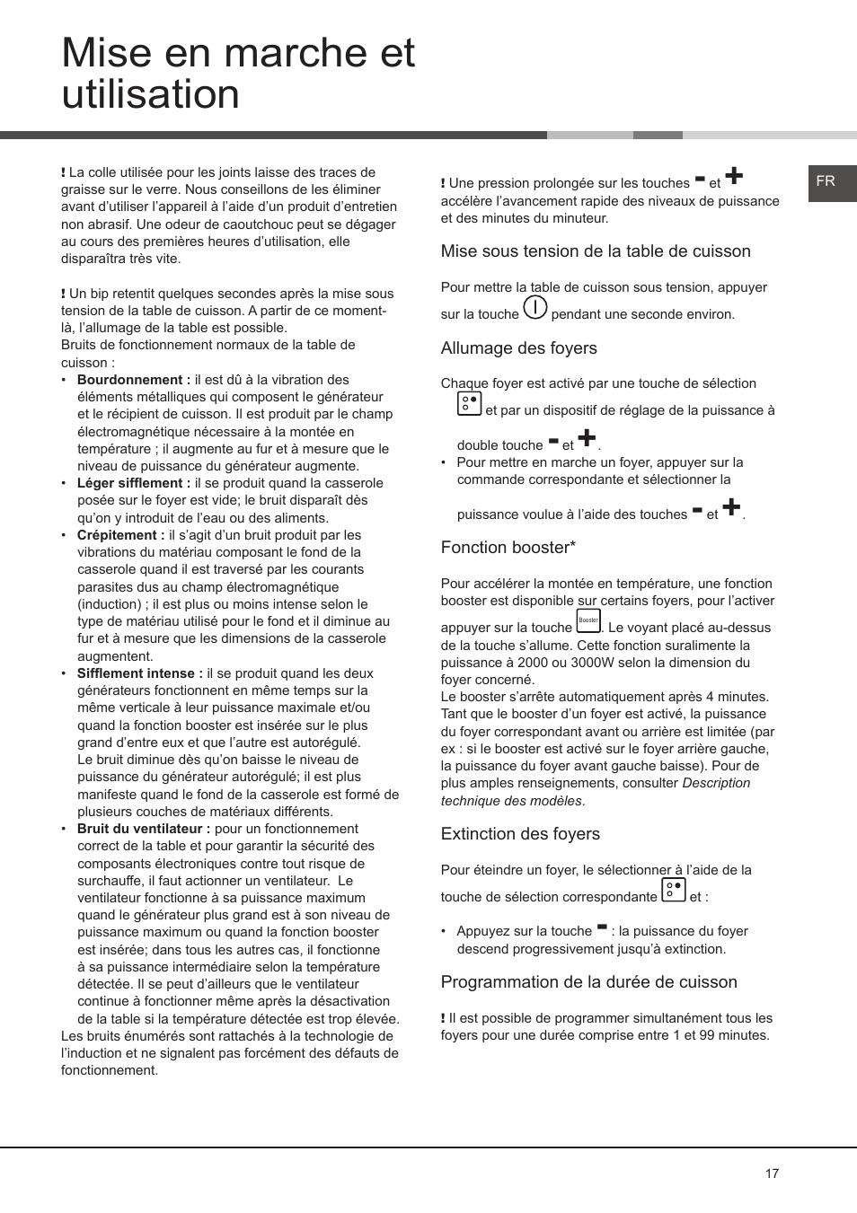 Mise en marche et utilisation | Hotpoint Ariston KIO 632 C C User Manual | Page 17 / 80