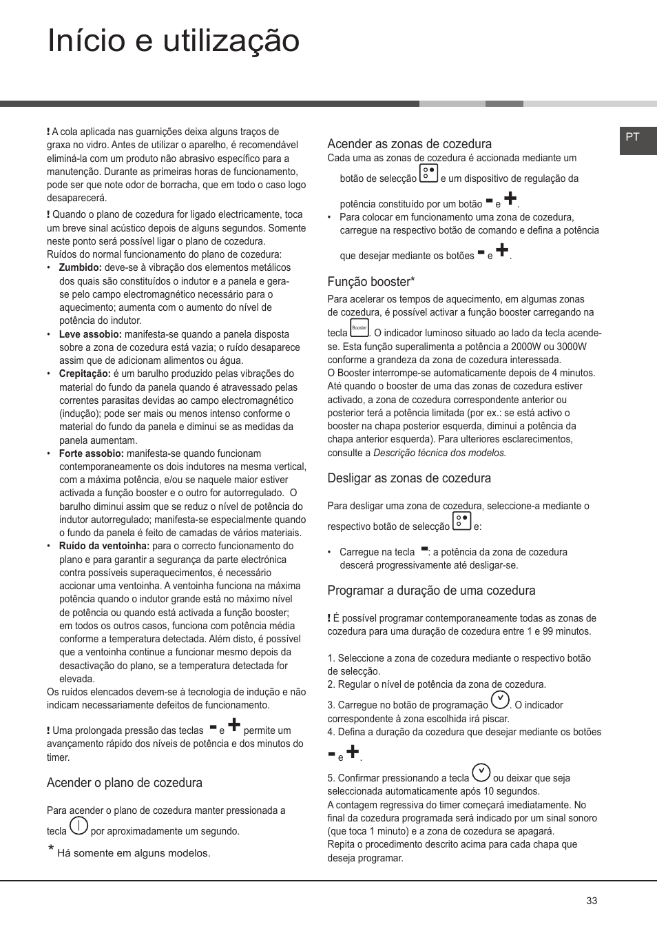 Início e utilização | Hotpoint Ariston KIO 632 C C User Manual | Page 33 / 80