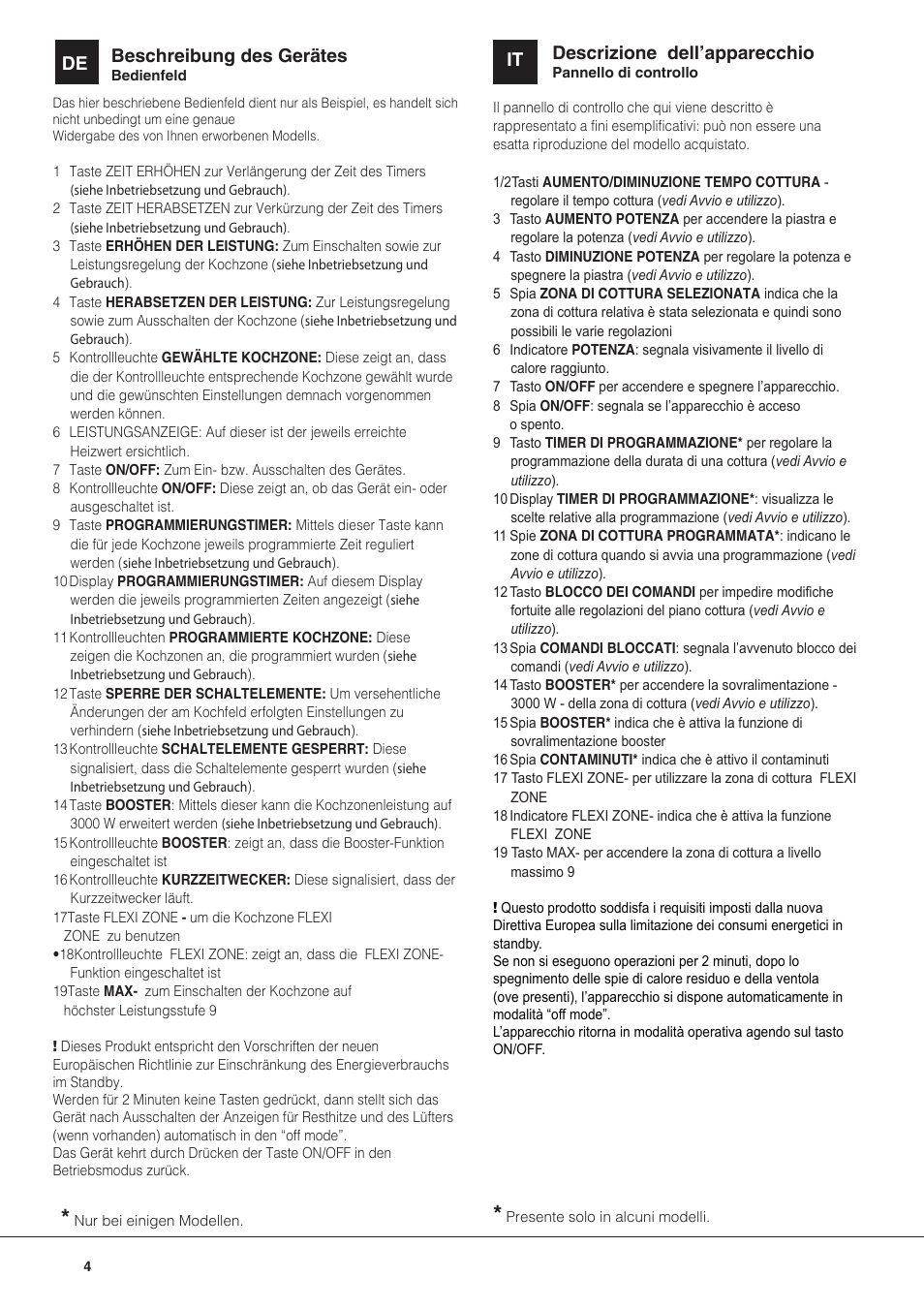 It de beschreibung des gerätes, Descrizione dell’apparecchio | Hotpoint Ariston KIO 632 C C User Manual | Page 4 / 80