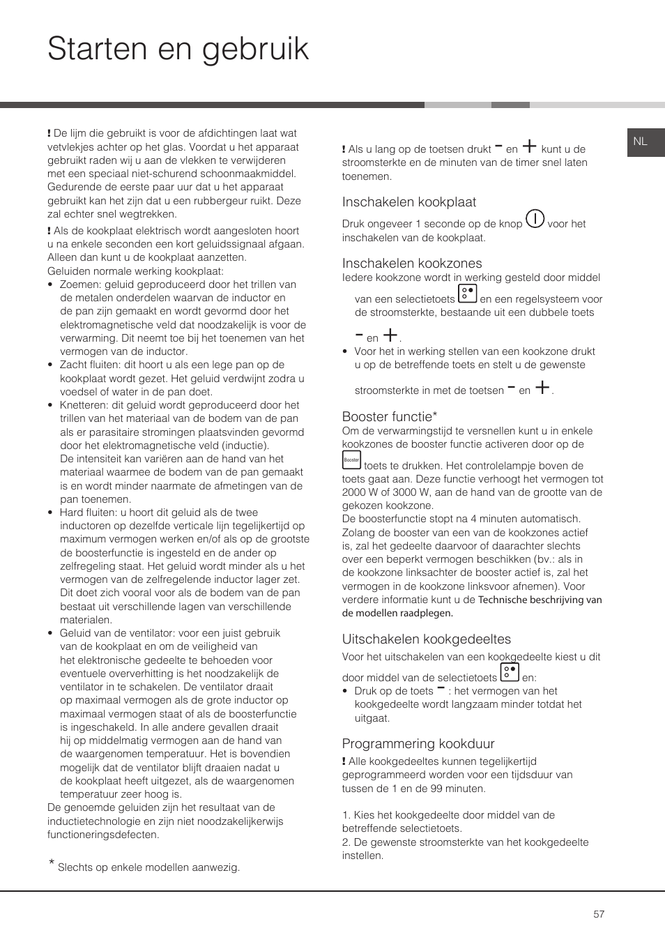 Starten en gebruik | Hotpoint Ariston KIO 632 C C User Manual | Page 57 / 80