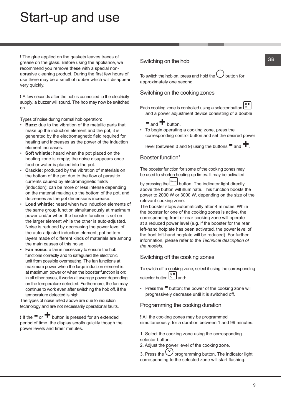 Start-up and use | Hotpoint Ariston KIO 632 C C User Manual | Page 9 / 80