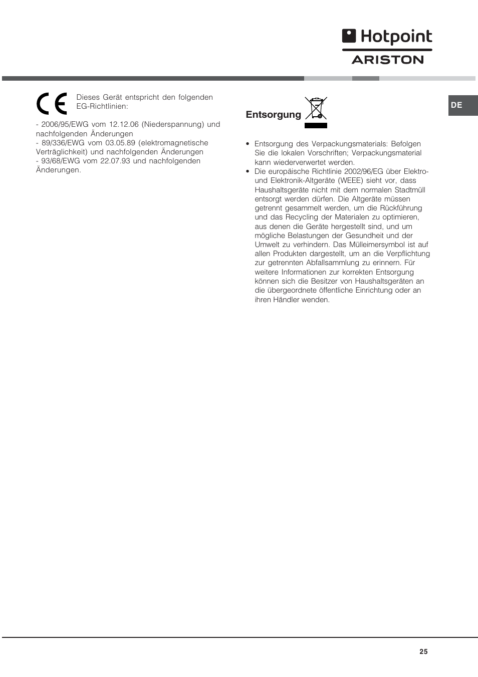 Entsorgung | Hotpoint Ariston KRH 642 DO X User Manual | Page 25 / 36