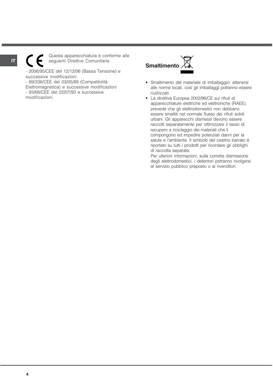Smaltimento | Hotpoint Ariston KRH 642 DO X User Manual | Page 4 / 36