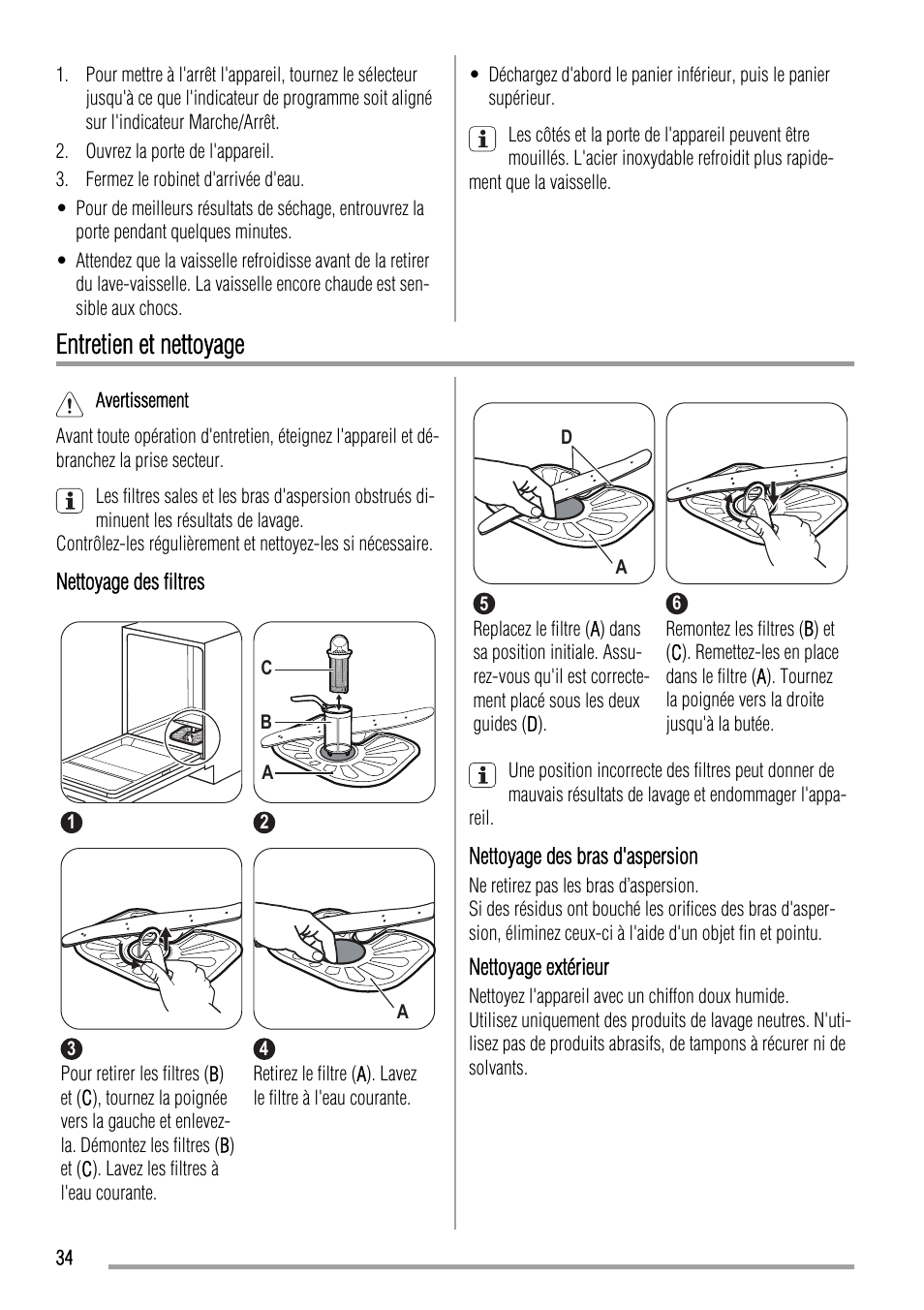 Entretien et nettoyage | Zanussi ZDI11002WA User Manual | Page 34 / 52