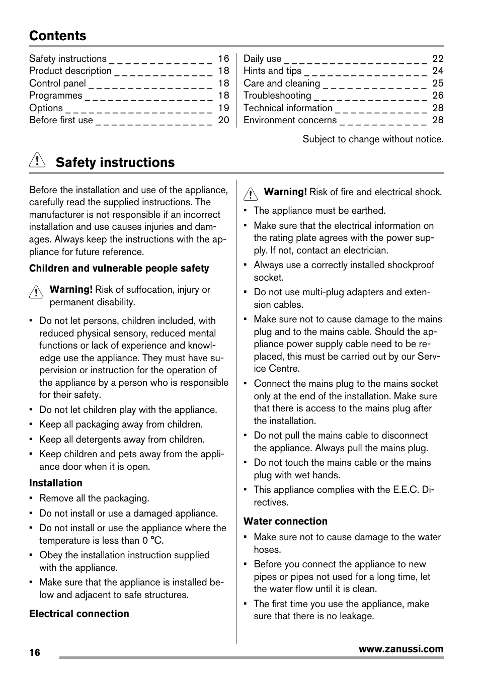 Zanussi ZDT16003FA User Manual | Page 16 / 60