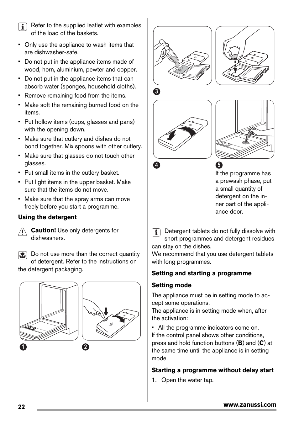 Zanussi ZDT16011FA User Manual | Page 22 / 72