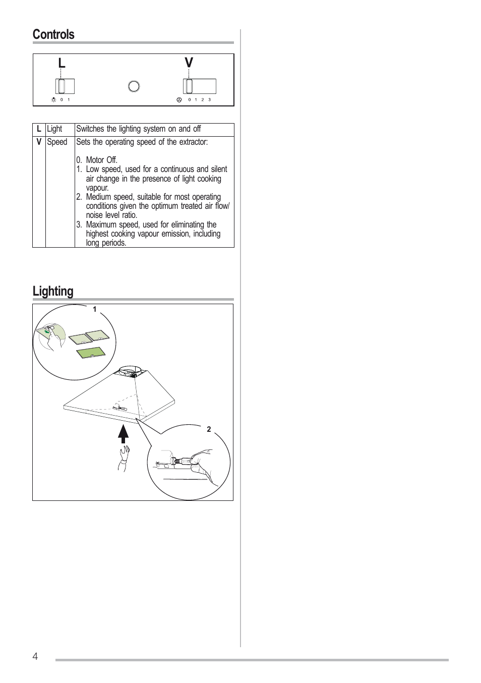 Controls lighting | Zanussi ZHC6131X User Manual | Page 4 / 68