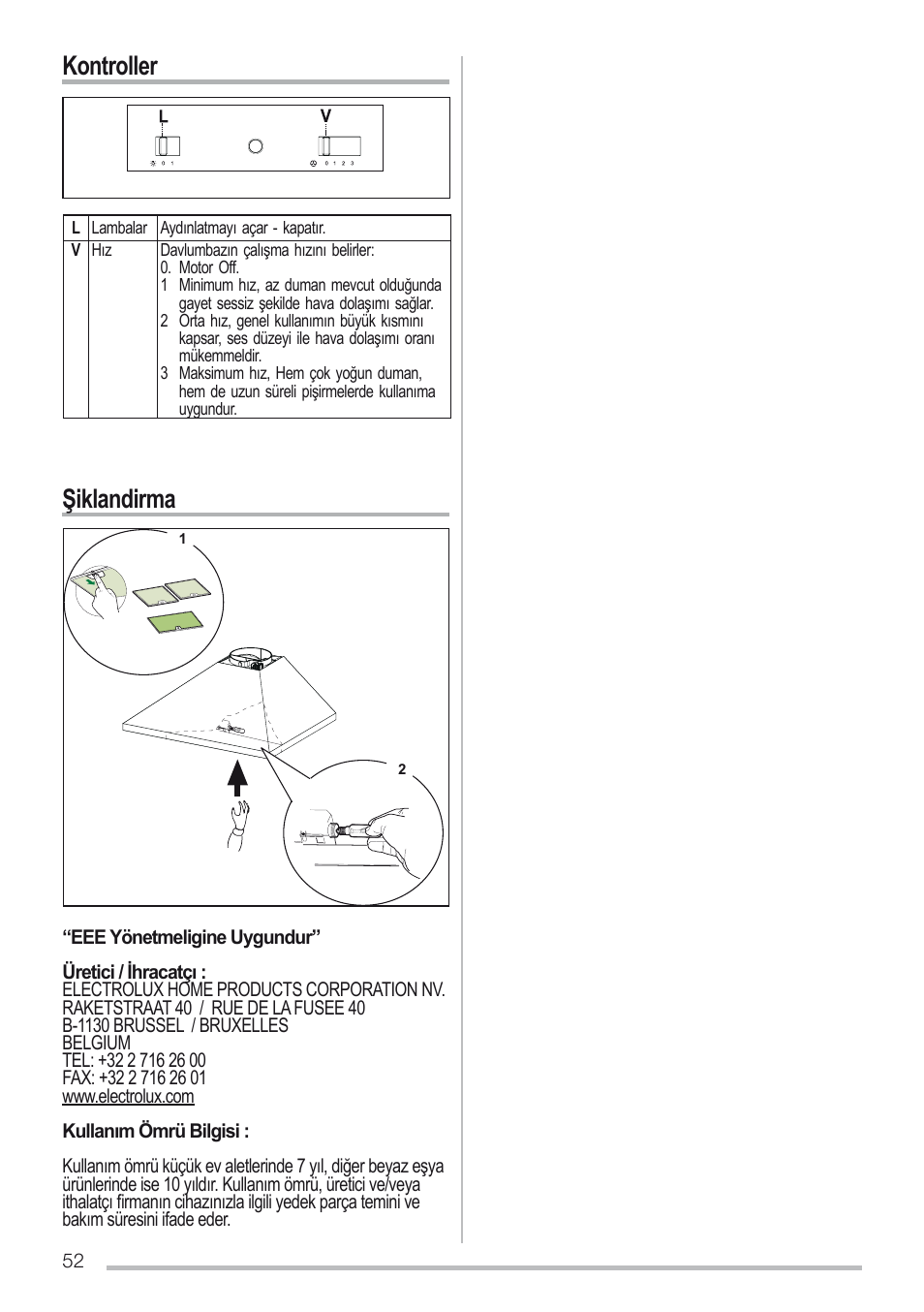 Kontroller şiklandirma | Zanussi ZHC6131X User Manual | Page 52 / 68