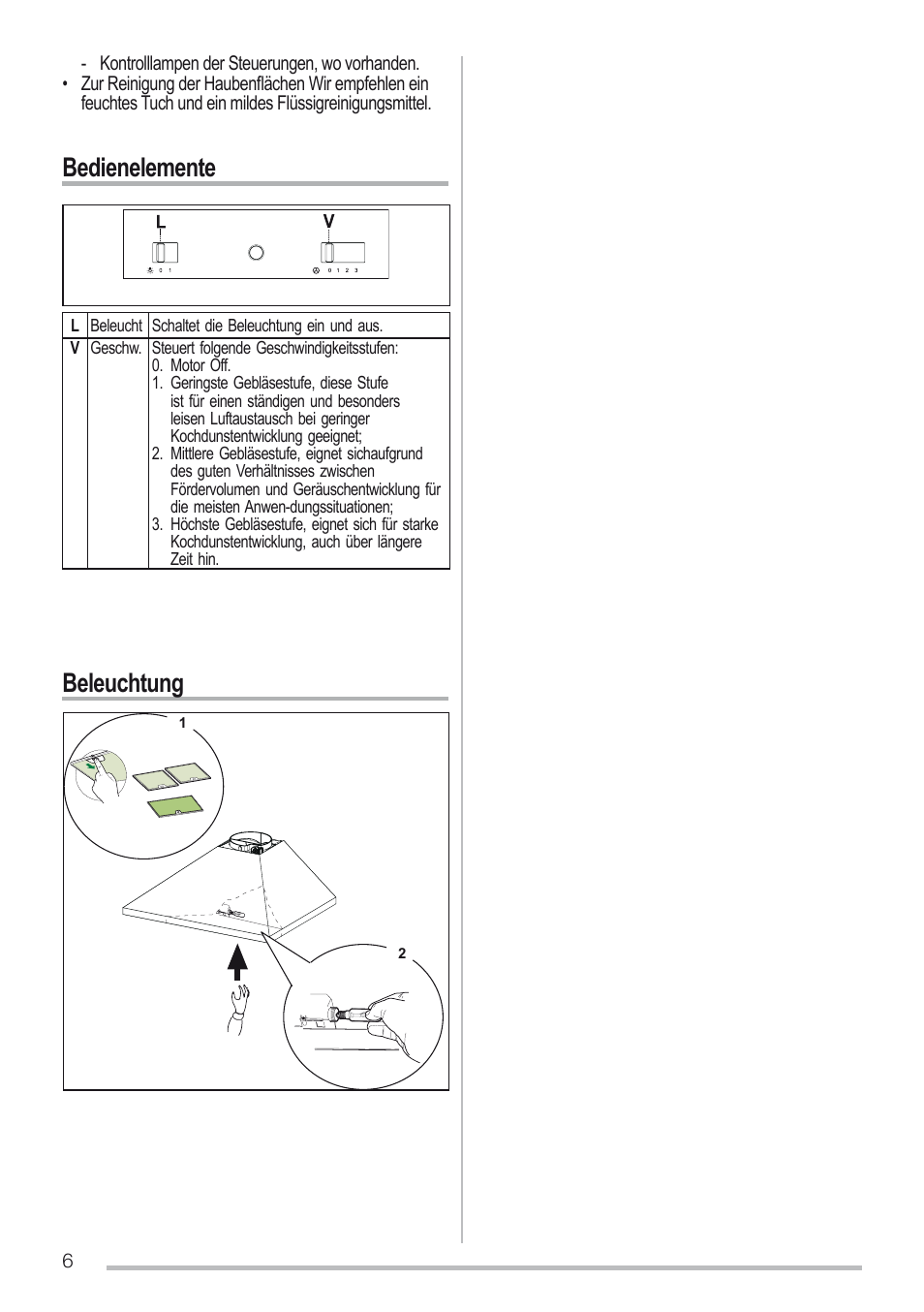 Bedienelemente beleuchtung | Zanussi ZHC6131X User Manual | Page 6 / 68