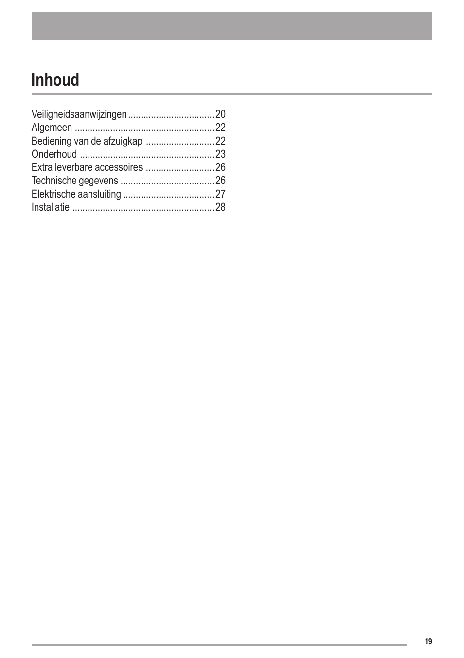 Inhoud | Zanussi ZHC6121X User Manual | Page 19 / 72