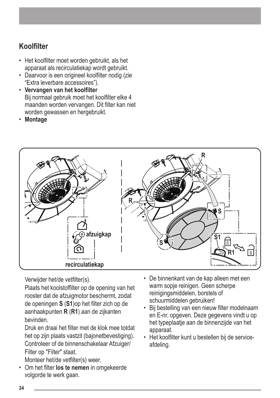 Koolfilter | Zanussi ZHC6121X User Manual | Page 24 / 72
