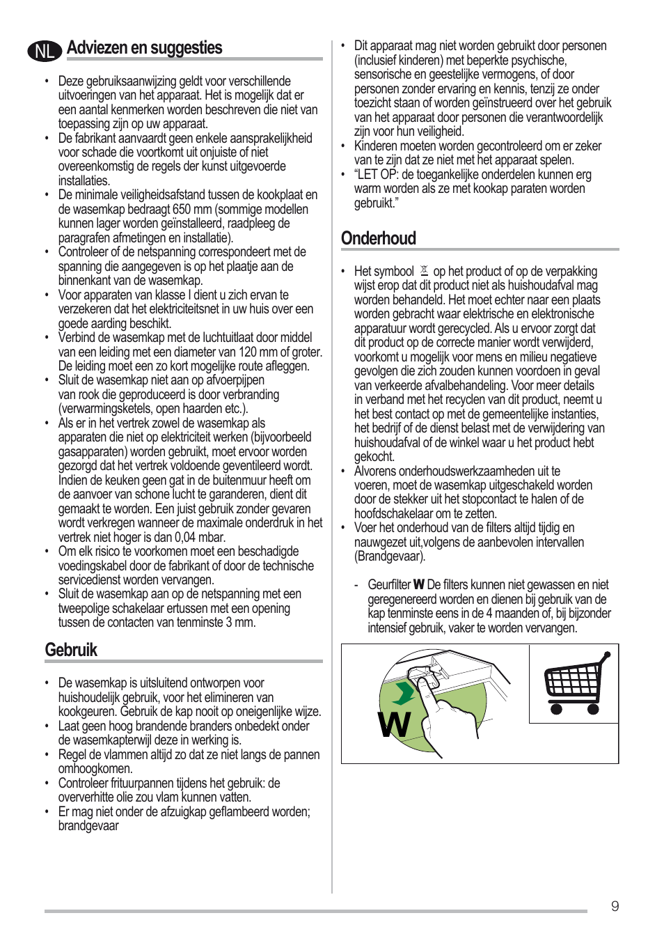 Adviezen en suggesties, Gebruik, Onderhoud | Zanussi ZHC96540XA User Manual | Page 9 / 68