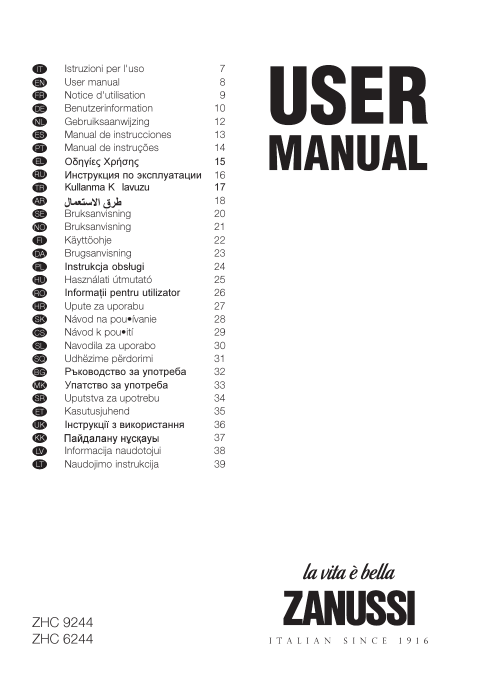 Zanussi ZHC6244X User Manual | 40 pages