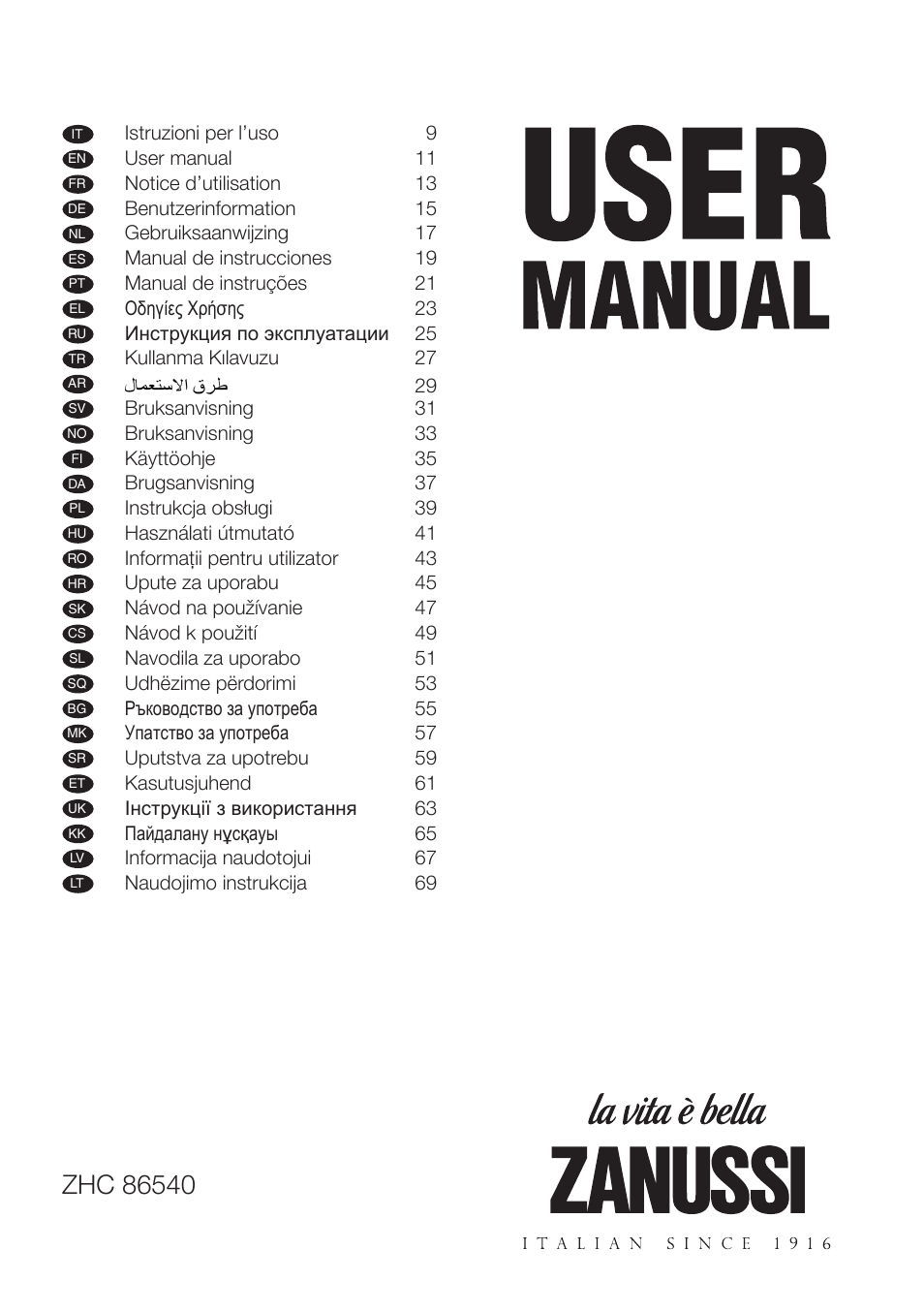 Zanussi ZHC86540XA User Manual | 72 pages