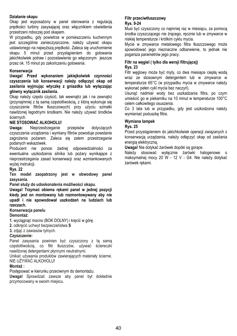 Zanussi ZHC86540XA User Manual | Page 40 / 72