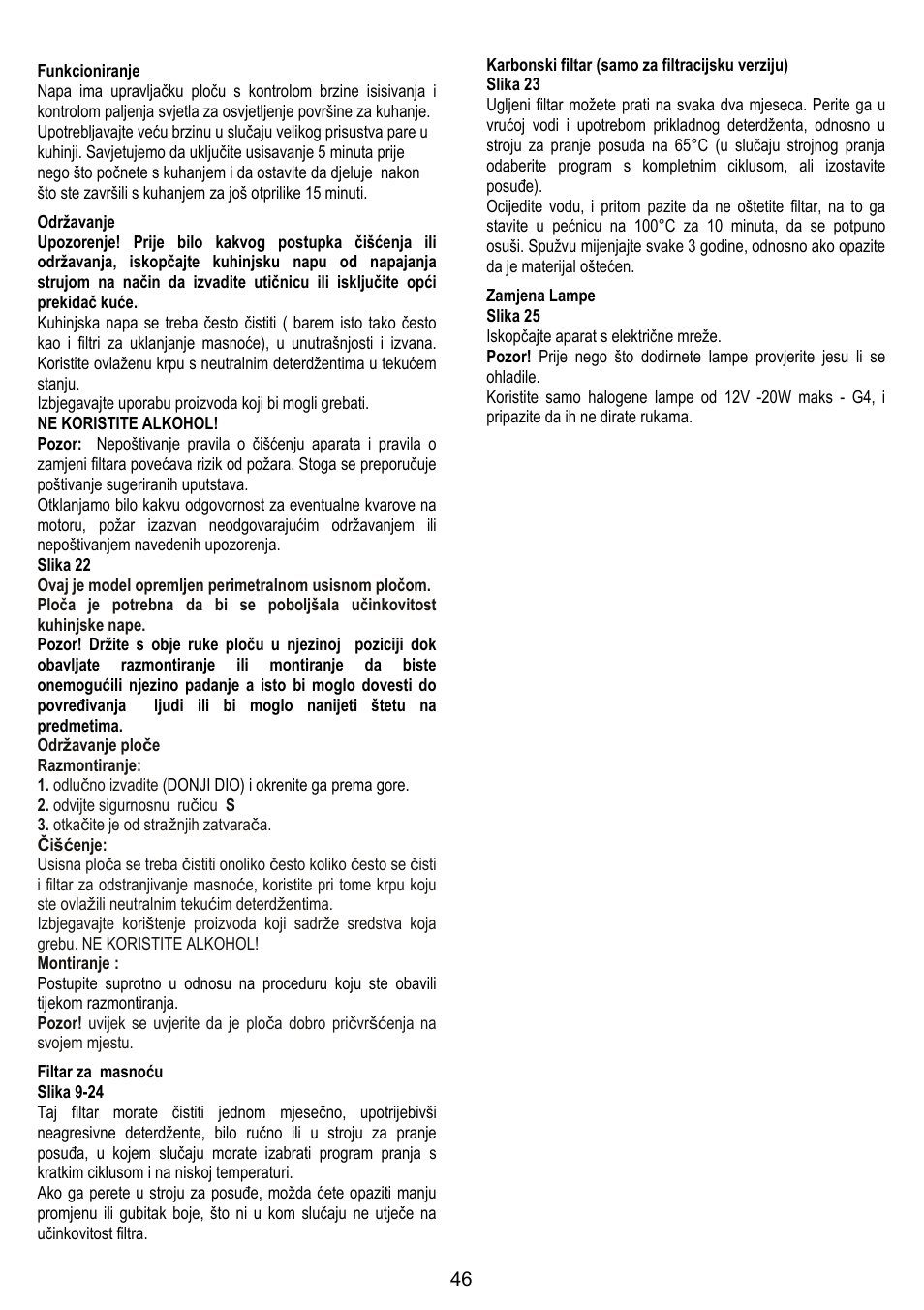 Zanussi ZHC86540XA User Manual | Page 46 / 72