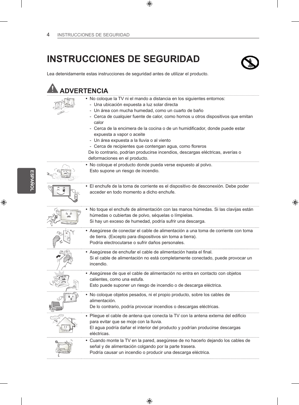Instrucciones de seguridad, Advertencia | LG 26LS3500 User Manual | Page 108 / 214