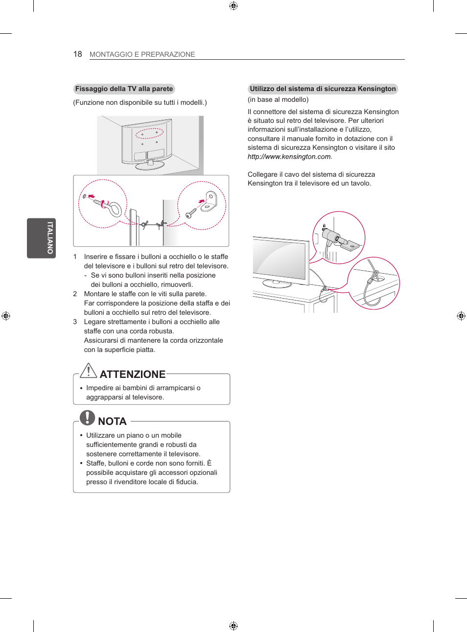 Attenzione, Nota | LG 26LS3500 User Manual | Page 94 / 214