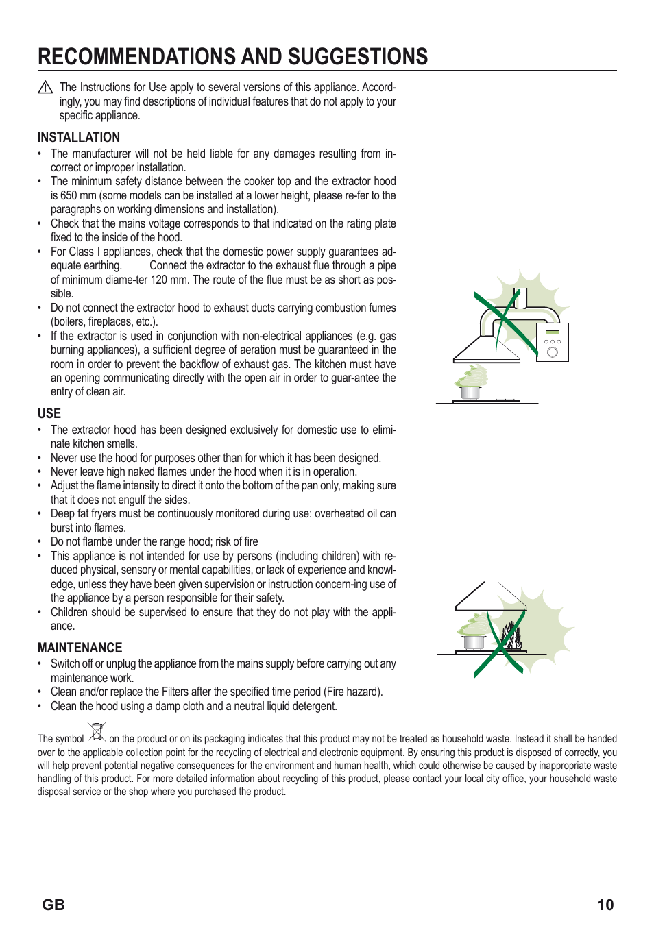 Recommendations and suggestions | Zanussi ZHP615W User Manual | Page 10 / 40
