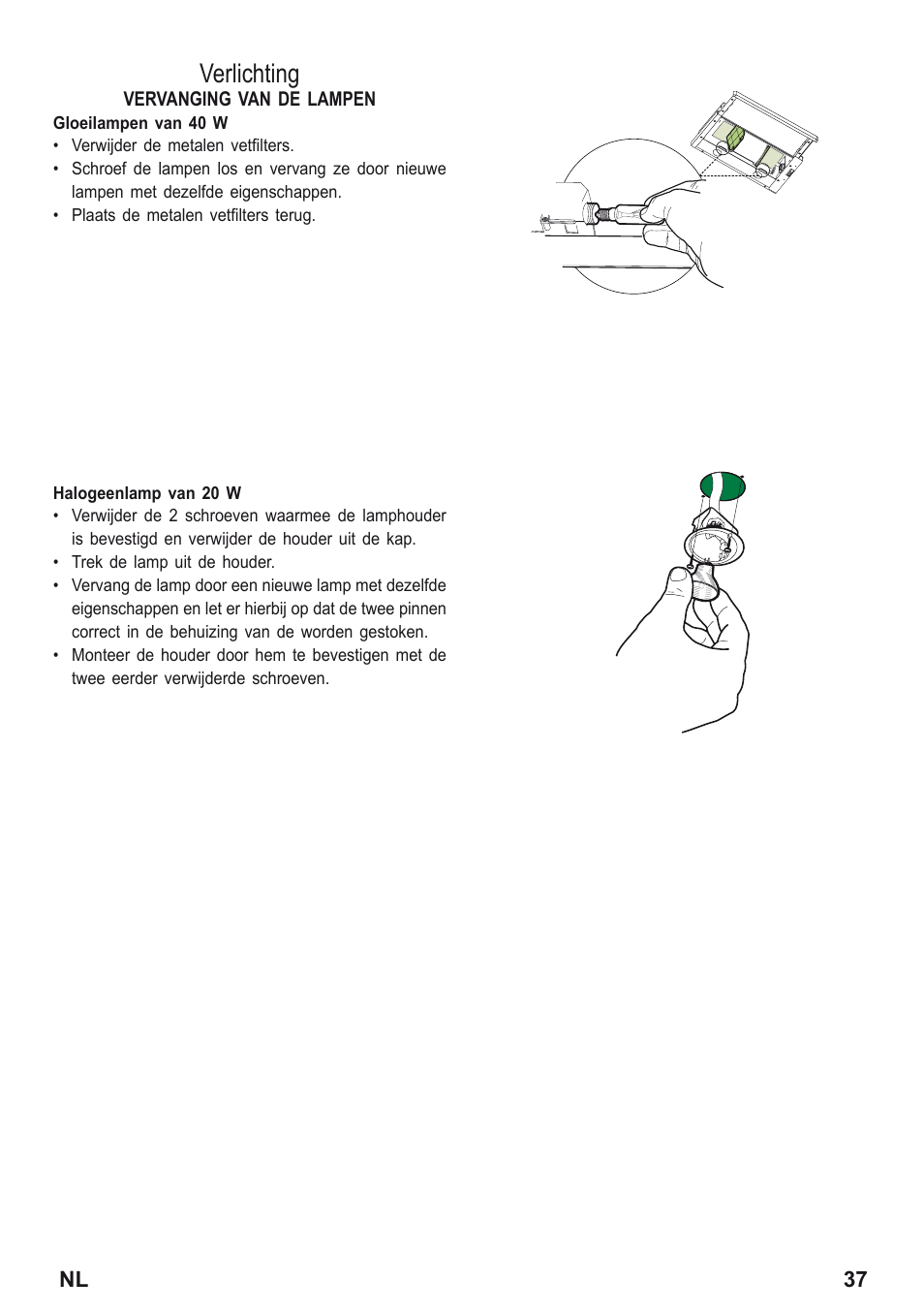 Verlichting | Zanussi ZHP615W User Manual | Page 37 / 40