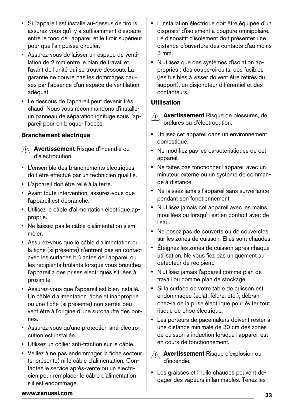 Zanussi ZIT64X User Manual | Page 33 / 64