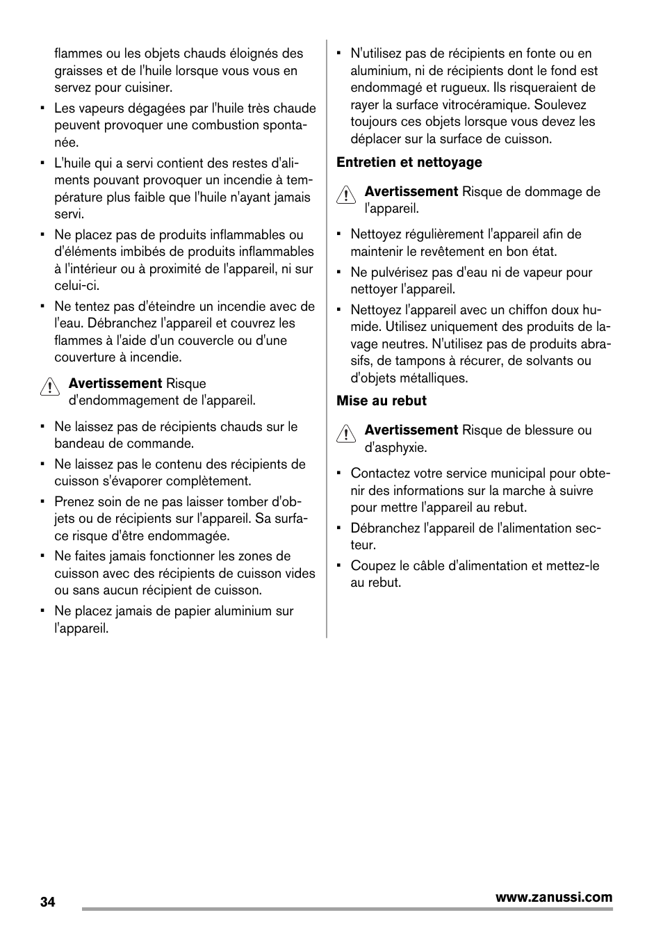 Zanussi ZIT64X User Manual | Page 34 / 64