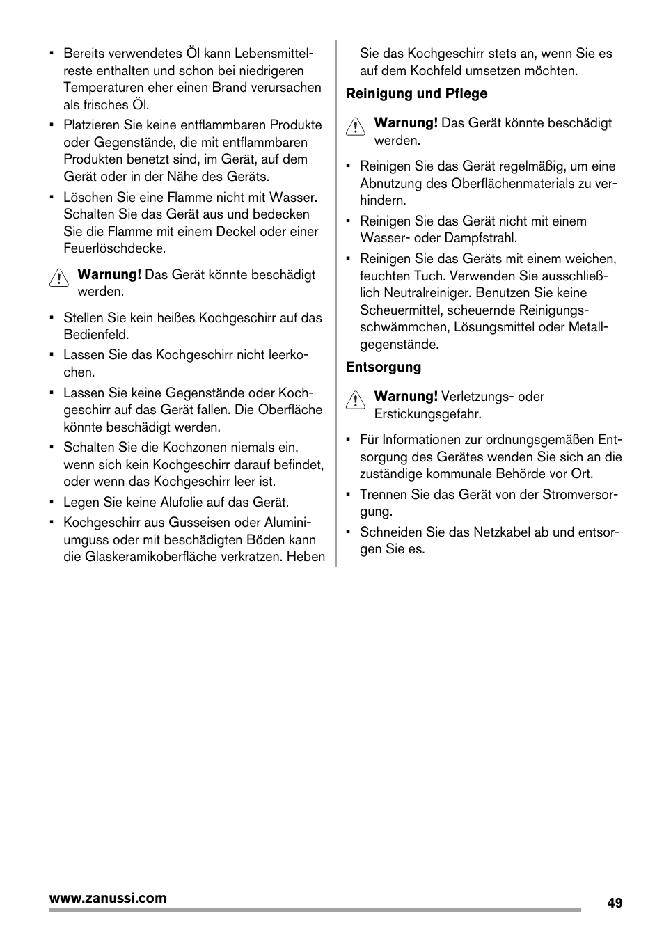 Zanussi ZIT64X User Manual | Page 49 / 64