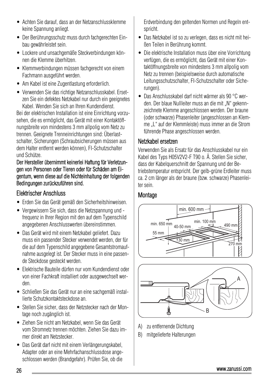 Zanussi ZEE3921IXA User Manual | Page 26 / 32