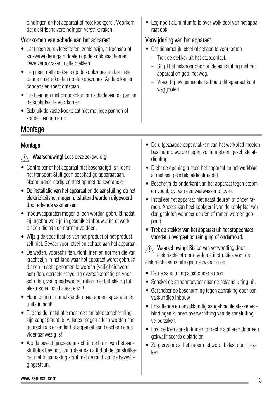 Montage | Zanussi ZEE3921IXA User Manual | Page 3 / 32