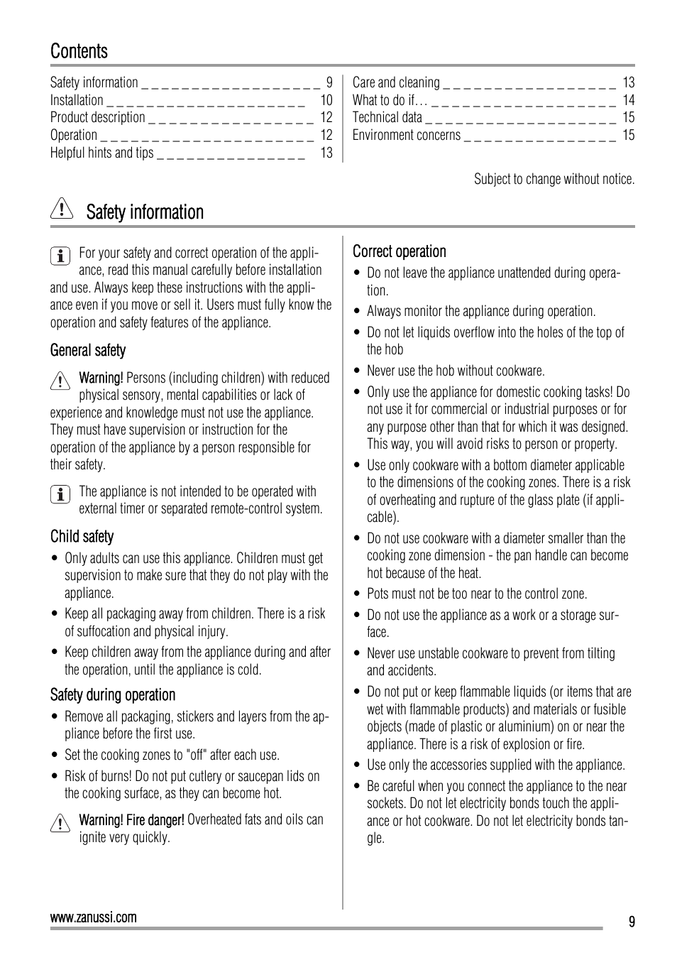Zanussi ZEE3921IXA User Manual | Page 9 / 32