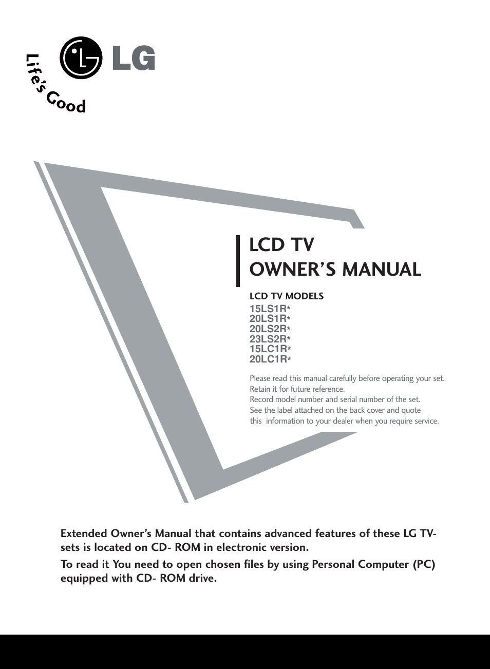 Lcd tv owner’s manual | LG 20LS1R User Manual | Page 13 / 236