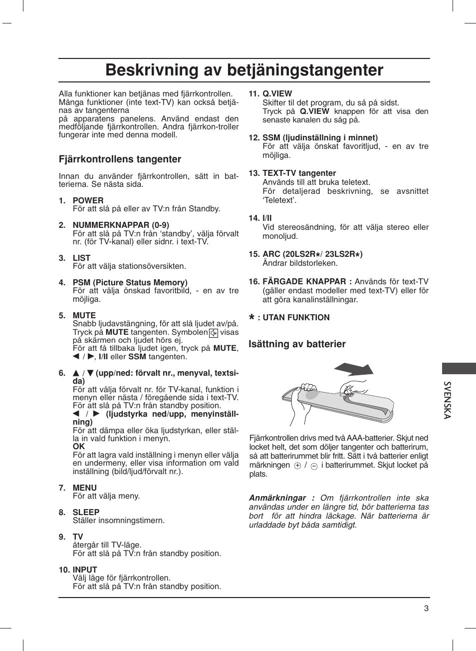 Beskrivning av betjäningstangenter | LG 20LS1R User Manual | Page 159 / 236