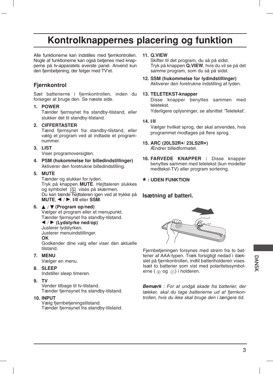 Kontrolknappernes placering og funktion | LG 20LS1R User Manual | Page 189 / 236